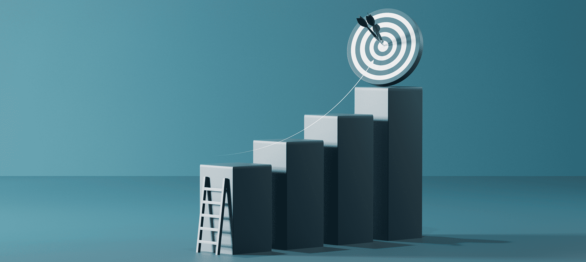 Bar graph with ladder and target on top.